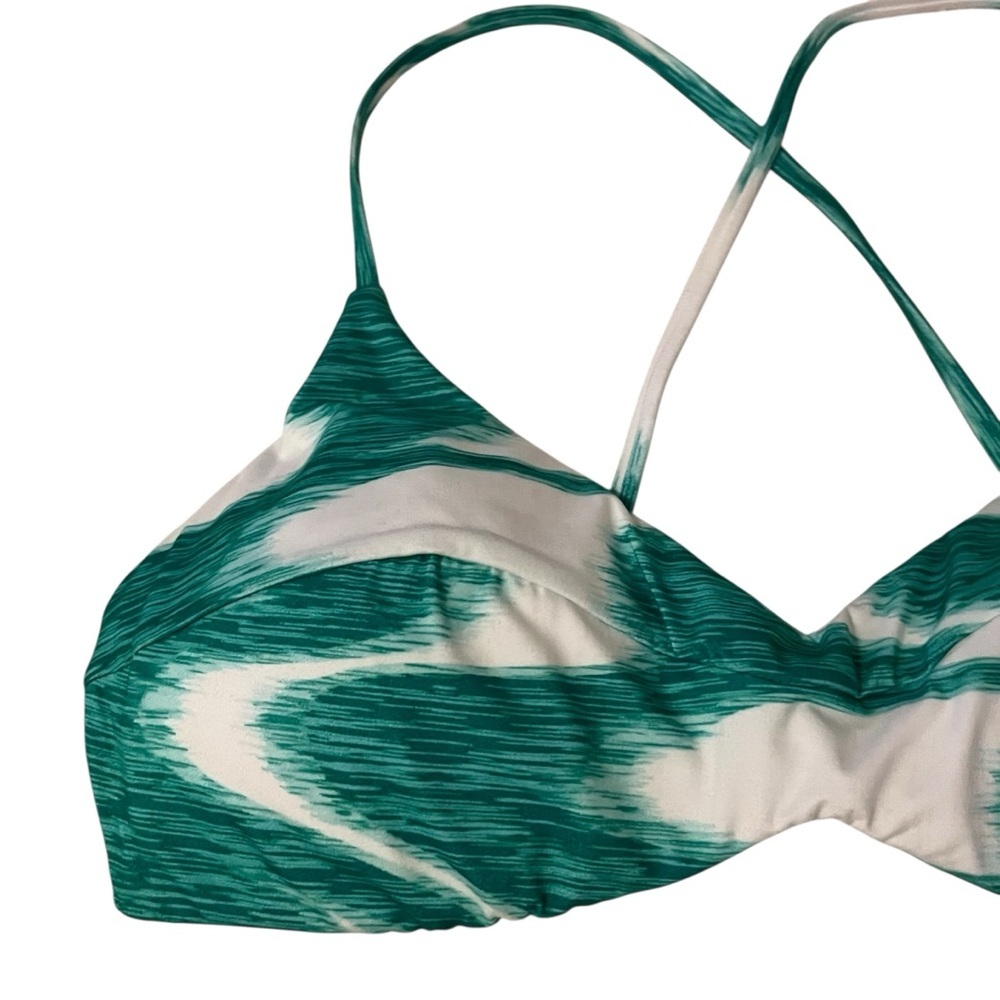 Seafolly Wavelength Cross Back Bralette Bikini Top Green White Women's 10 US NWT - Picture 6 of 11